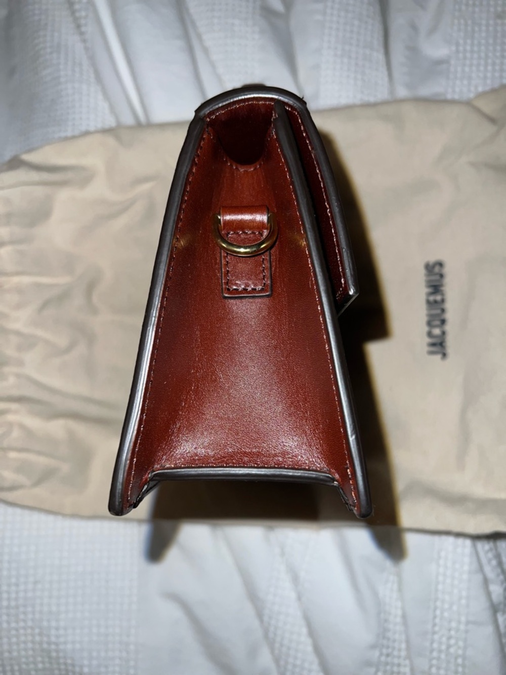 Jacquemus Chestnut Brown Leather Crossbody with Gold Logo - Picture 5 of 10
